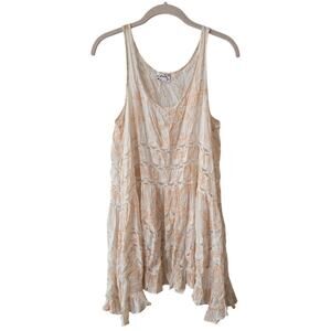 Free People Intimately Voile and Lace Trapeze Slip Cream Orange/Tan Size S Small